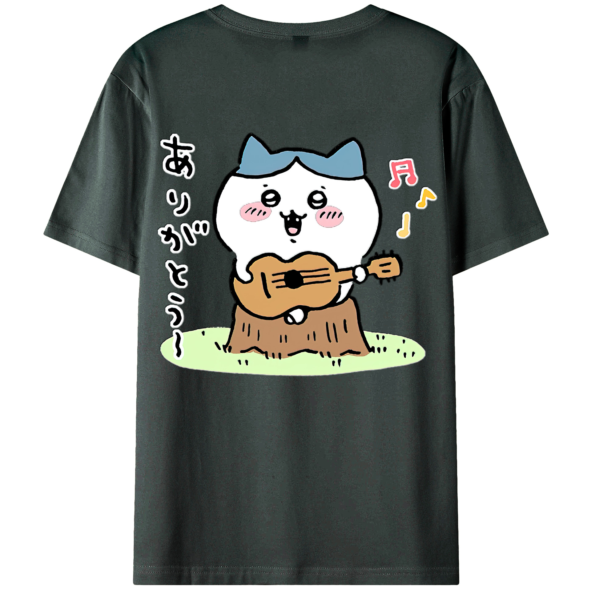（画像用） ちいかわ ハチワレ Chii-kawa hachiware 綿100％ メンズ半袖Tシャツ（バックプリント） 通気性